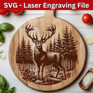 Hirsch SVG Laser-Datei Buck SVG Laser-Gravur-Datei für Holz, Geweih SVG-Datei Jagd-Svg Laser-Datei Wald jagen svg Schneidebrett Design