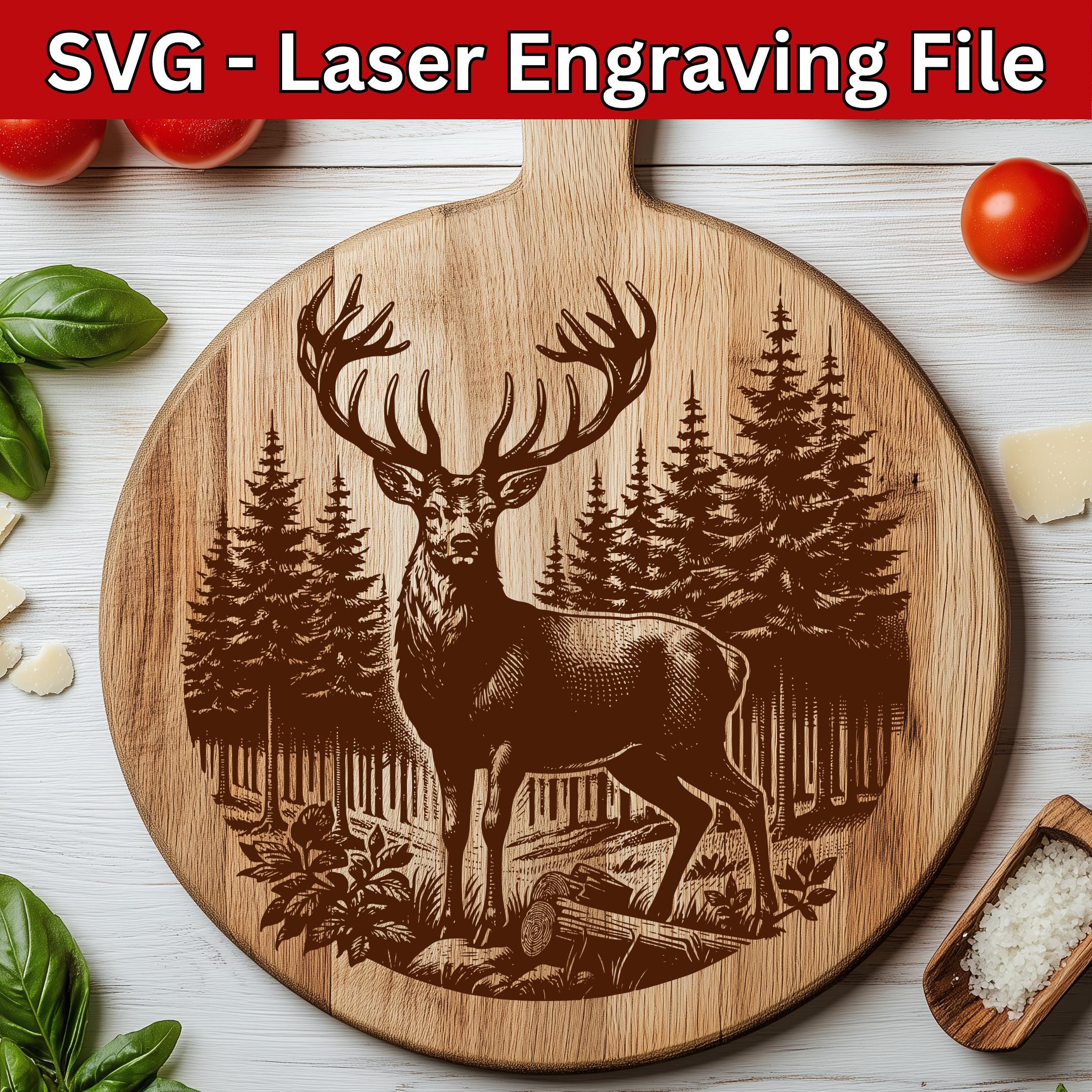 Deer Hunting Laser Engraving SVG File: Buck Antler Design for Cutting ...