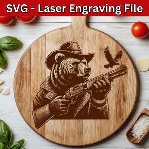 Bärenjagd SVG Laserdatei Jägerssvg Lasergravurdatei für Holz, Jagd-Schneidbrett SVG Laserdatei Vektorsvp-Jagddesign