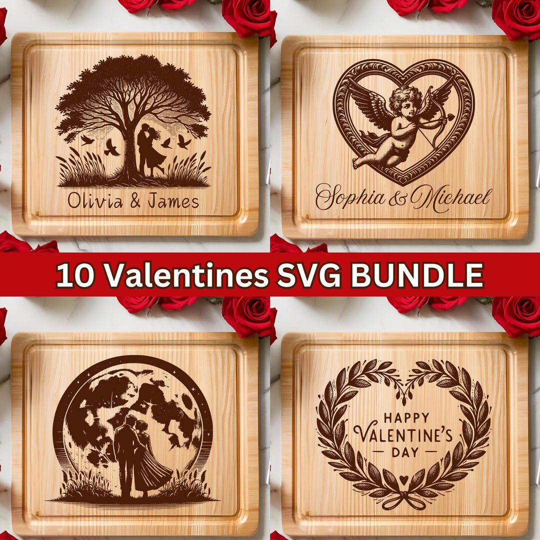 Valentines Day SVG Laser Files for Cutting Board SVG Bundle, Laser ...