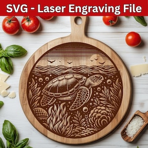 Sea Turtle SVG File: Laser Engraving Design for Cutting Board