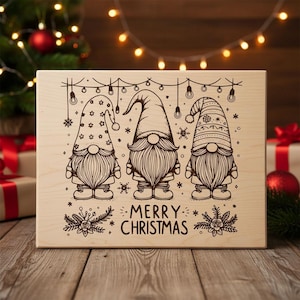Christmas Gnomes SVG File, Gnomes Laser File, Merry Christmas Svg File for Laser Engraving on Wood Charcuterie Board SVG Cutting board image 2