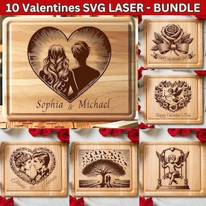 File laser di San Valentino, pacchetto SVG per taglieri, file per incisione laser SVG di San Valentino, coppia di design personalizzato SVG