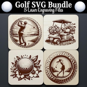 5 Golf SVG-Dateien für die Lasergravur, Golf Bundle, Designs für Schneidebrett