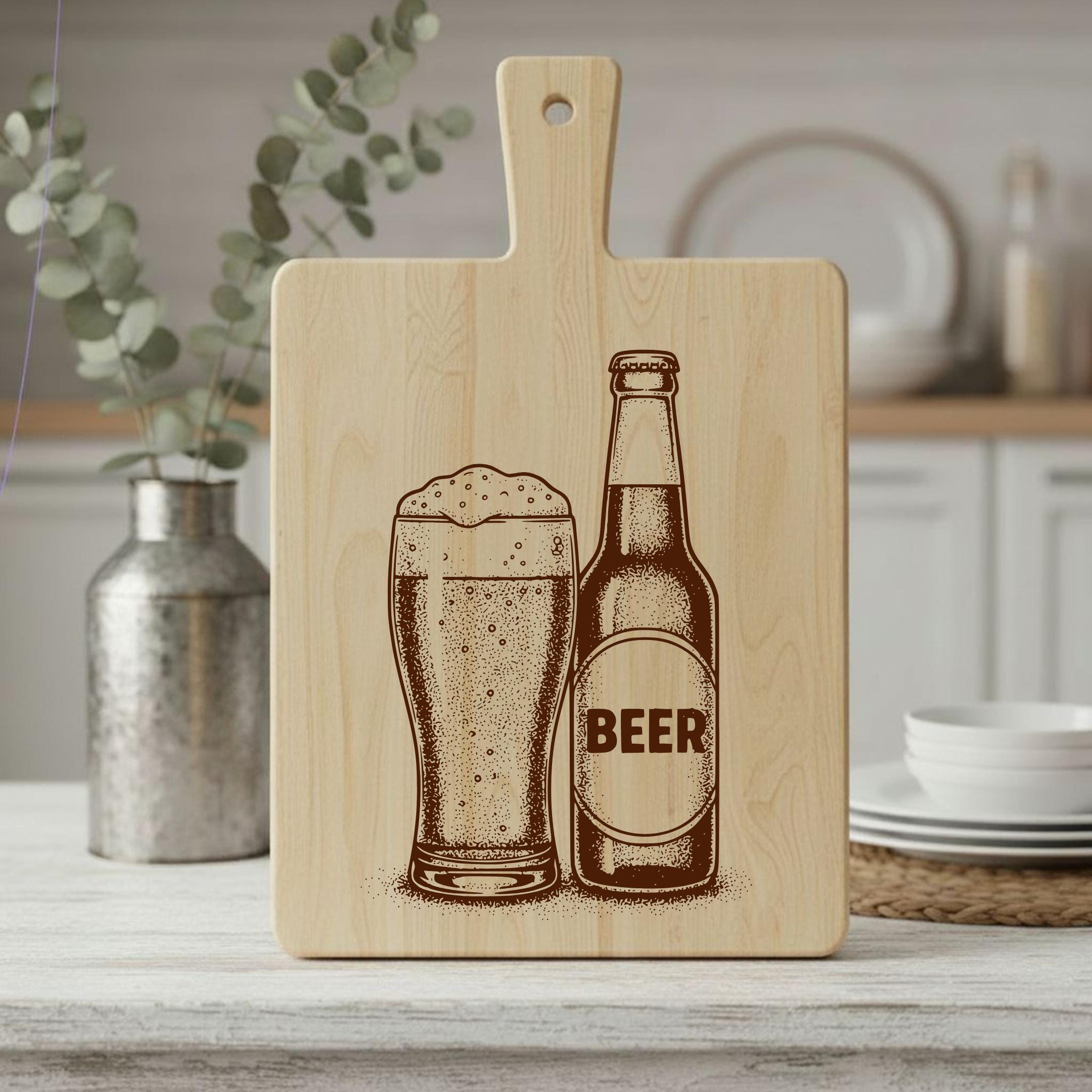 Beer Pint SVG Laser Engraving File for Bar Cutting Board SVG Design ...