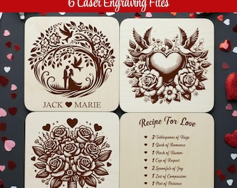 Valentines Day SVG Bundle for Cutting Board, Laser Engraving Files for Charcuterie Board, Gift for Anniversary and Wedding SVG