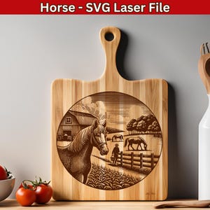 Horse SVG Laser Engraving File, Farm Life Design for Cutting board Svg, Horse Laser File for Charcuterie Board, Wood Coasters