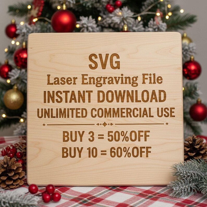 Christmas Village SVG Laser File, Merry Christmas SVG, Engraving Design for Cutting Board, Winter Christmas Scene, Kitchen Decor Gift image 5