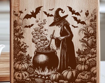 File SVG di Halloween Witch: disegno di incisione laser per tagliere