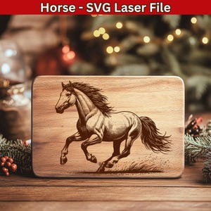SVG-laserbestand paard voor snijplankgravure, rennend paard scène Vector ontwerp voor vleeswaren bord Svg, keukendecor