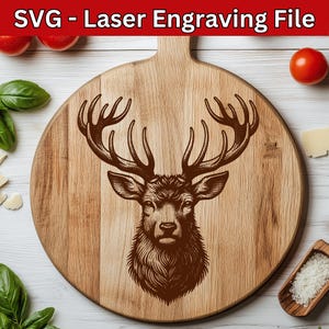 Buck SVG-laserbestand herten SVG-lasergravure-bestand voor hout, gewei Svg-bestand jacht Svg jacht snijplank SVG-vectorbestand ontwerp