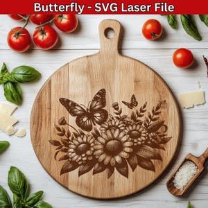 Butterfly SVG files, Butterfly Laser files, Engrave Vector Design for Wood Cutting Board SVG, Laser Engraving Files Charcuterie Board SVG