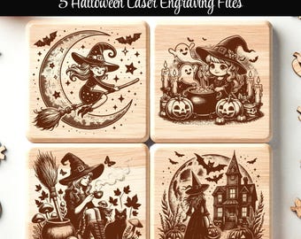 Halloween Witch SVG Bundle Laser Engraving Files - 5 Designs Included