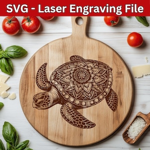 Sea Turtle Laser SVG File: Engraving Design for Cutting Board