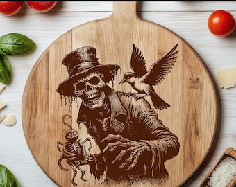 File di incisione laser di Halloween SVG per taglieri in legno SVG File laser di Halloween, file SVG spaventapasseri Scheletro spettrale Zombie Glowforge