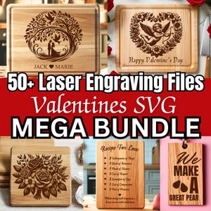 Fichiers laser Bundle SVG Saint-Valentin, Mega Bundle Saint-Valentin, gravure Svg de planche à découper, Svg de Couple d'anniversaire de mariage