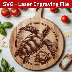 Sea Turtle SVG File: Laser Engraving Design for Cutting Board