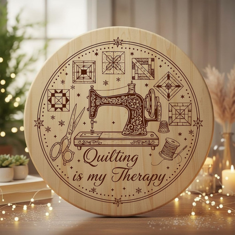 Quilting SVG Laser File Quilt Quote Laser Engraving File Design for Cutting Board SVG, Charcuterie Board, Glowforge Xtool & More