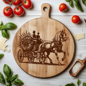 File laser SVG con cavalli e carrozze, disegno vettoriale floreale per incisione laser su legno, file di taglio vintage, acquista 3 o più modelli e ottieni il 50% di sconto