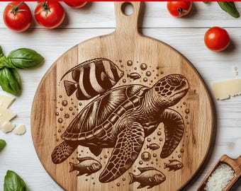 Sea Turtle SVG File Laser Engraving Design for Cutting Board