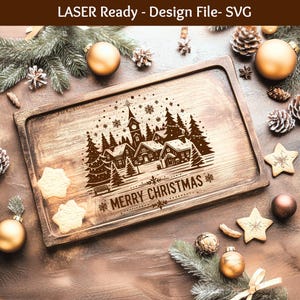 Joyeux Noël fichier SVG Fichier de gravure laser pour planche à découper Fichier laser SVG Arbre de Noël SVG décoration de cuisine cadeau