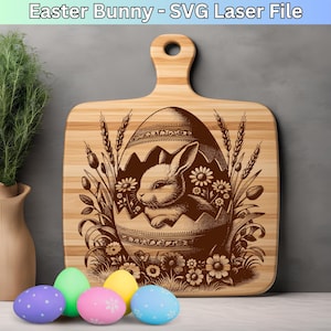 Ostern SVG Hase Laser-Dateien, Schneidebrett SVG Design, Osterei Kerze Lasergravur Datei, Ostern Design für Charcuterie Board