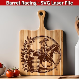 Barrel Racing SVG Laser file Running Horse Vector Engraving for Charcuterie & Cutting Board SVG, Texas Cowgirl Design Laser Engraving File