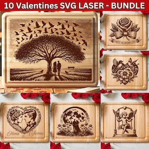 Tabla de cortar SVG para el día de San Valentín, archivos láser SVG para San Valentín, paquete de grabado láser, diseño personalizado de pareja SVG