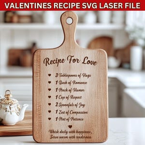 Liebe Rezept SVG-Datei für Schneidebrett Laser Gravur Valentinstag SVG Valentinstag SVG Laser Hochzeit Geschenk für paar svg