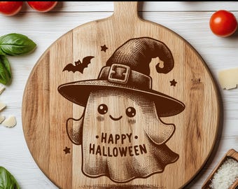 Halloween Ghost SVG Laser File: Engraving Design for Cutting Board ( Instant Download )