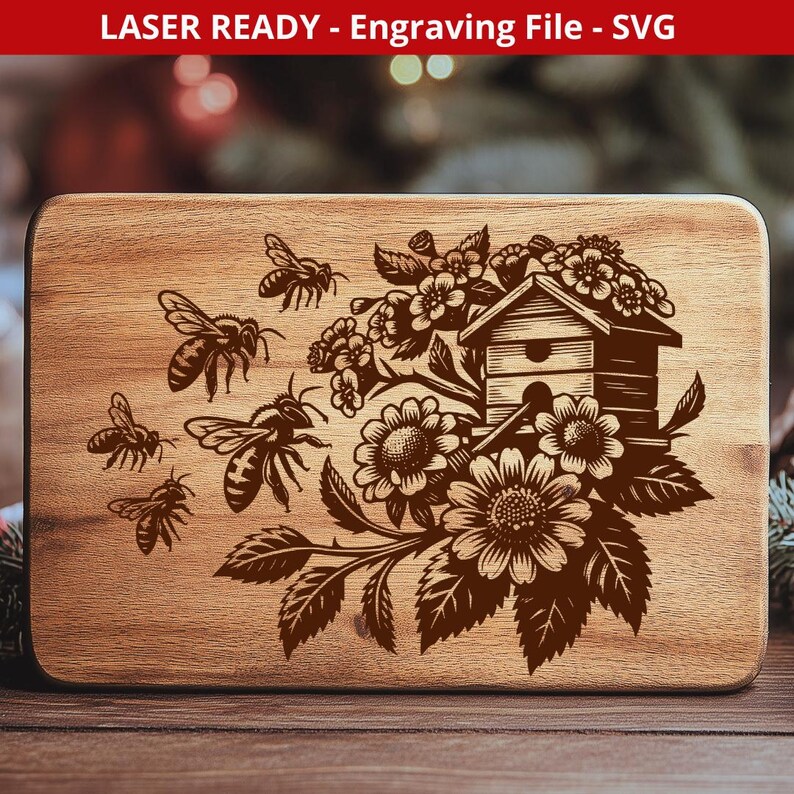 Laser cut files, Cutting board SVG, charcuterie board, Valentines day svg, wedding gift svg, Wood engraving file, for her for him, Couple digital decor, Wild honey bees and, Summer floral bumble bee svg, bee hive svg, queen lover, flowers bee keeper