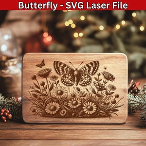 Vlinder SVG-bestanden, vlinder laserbestanden, graveer vectorontwerp voor houten snijplank SVG, lasergravure bestanden vleeswaren bord SVG