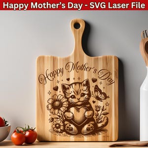 Fichier laser chat SVG pour la fête des mères, laser Svg maman, conception de vecteur cadeau Svg maman, fichier de gravure laser chat bébé mignon pour planche à découper SVG