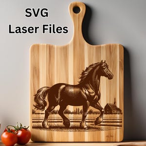 Horse SVG Laser File: Wood Engraving Design for Cutting Board