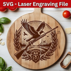 Fichier laser SVG chasse fichier Svg chasse chasseur fichier de gravure laser pour bois, planche à découper de chasse fichier laser SVG fichier vectoriel chasse