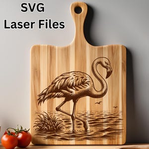 File laser SVG "Fenicottero sulla spiaggia", disegno vettoriale di uccello costiero per incisione, insegne in legno, sottobicchieri e decorazioni estive - Acquista 3 o più articoli e ottieni il 50% di sconto