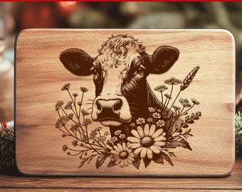 Dairy Cow SVG Laser File: Engraving Design for Cutting Board
