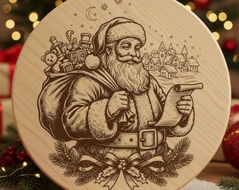 Santa SVG Laser File Christmas SVG Engraving Design for Cutting Board Gift