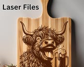 Highland Cow Laser Engraving SVG File for Cutting Board