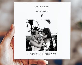 Personalised Mum Birthday photo card - best mum - 6x6 White Hammered Card - envelope included