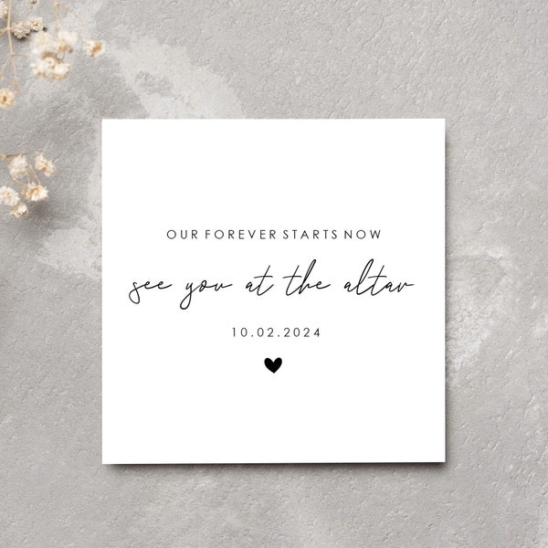 Personalised wedding day card - card for groom - card for bride - husband to be - wife to be - see you at the altar - 6x6 White Linen Card