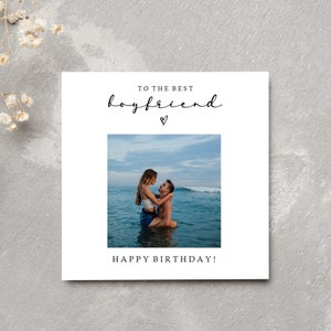 Personalised Boyfriend Birthday photo card - best boyfriend - 6x6 White Linen Card - envelope included