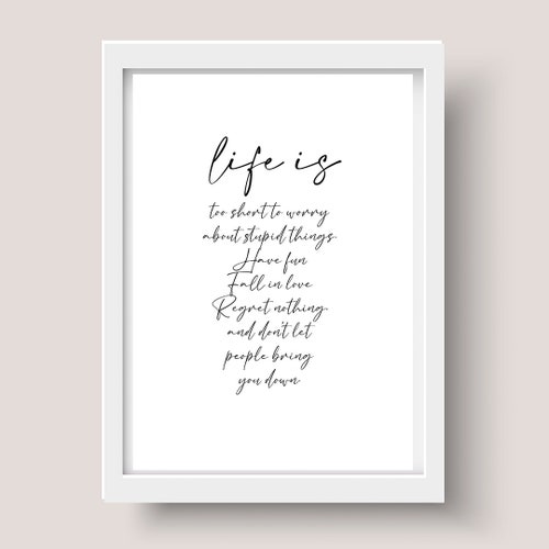 Life is Short Print Printable Life Life Wall Art Life - Etsy