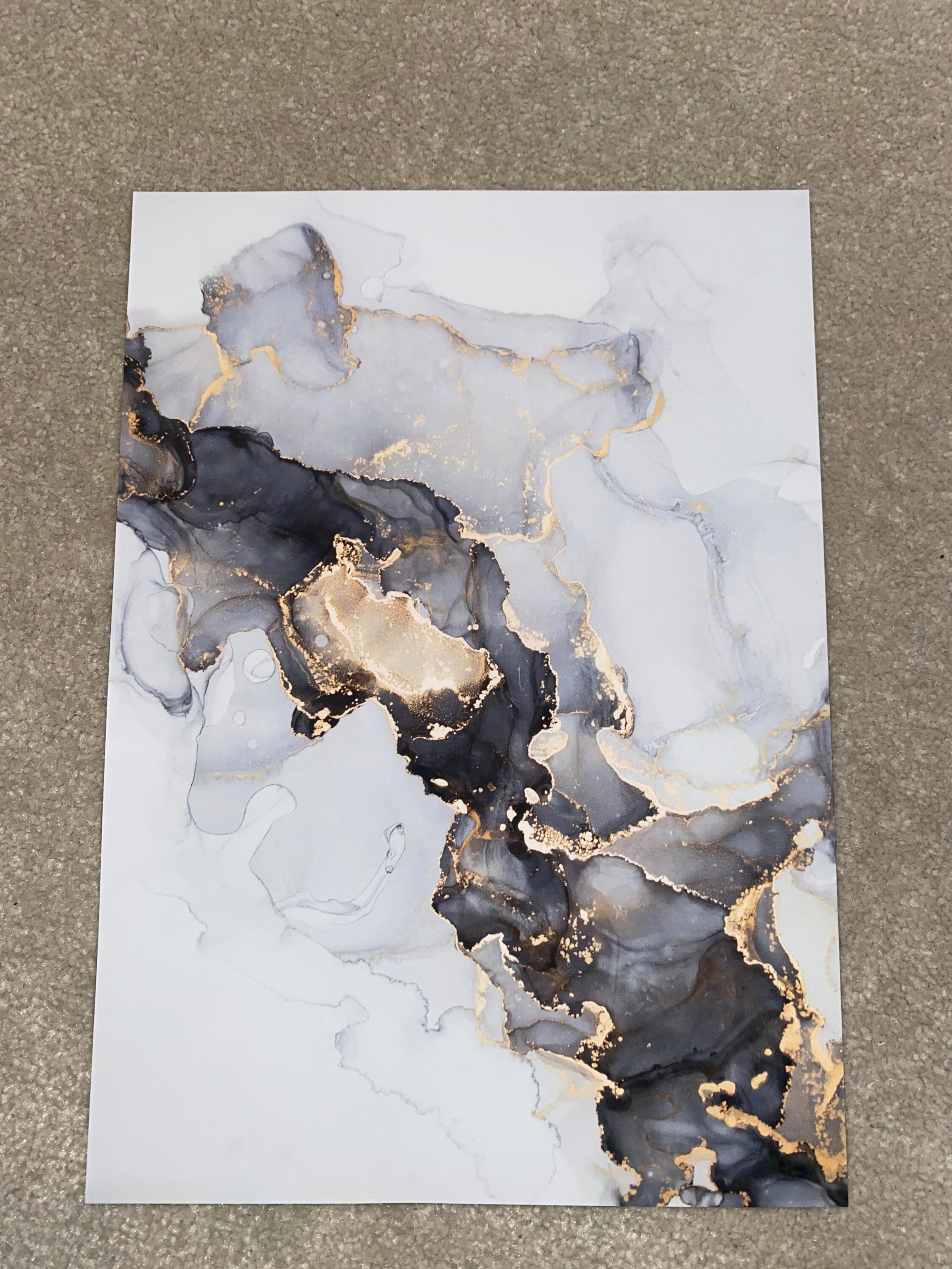 Abstract Fluid Art - Black and Gold Set of 2 Prints - Etsy UK