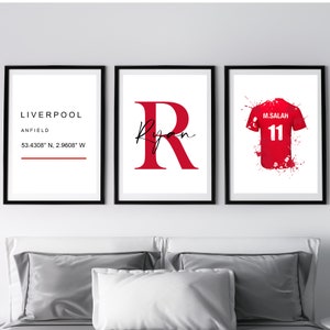 Set of 3 personalised Liverpool prints - football prints