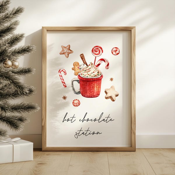 Hot chocolate station print - christmas print - kitchen print