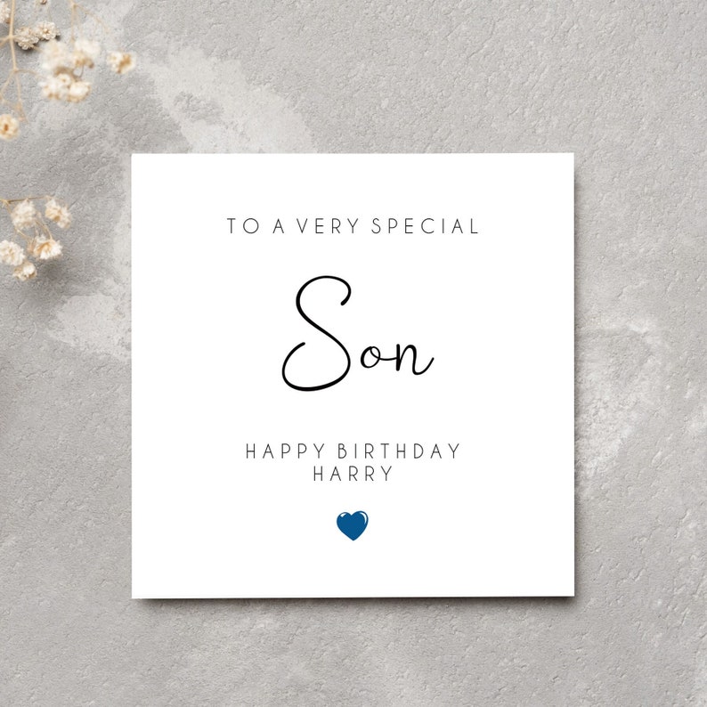 Son Birthday card -to a very special son - personalised - 6x6 White Hammered Card - envelope included bild 1