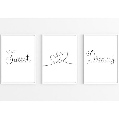 Bedroom Prints Set of 3 Above the Bed Decor Namastay in Etsy