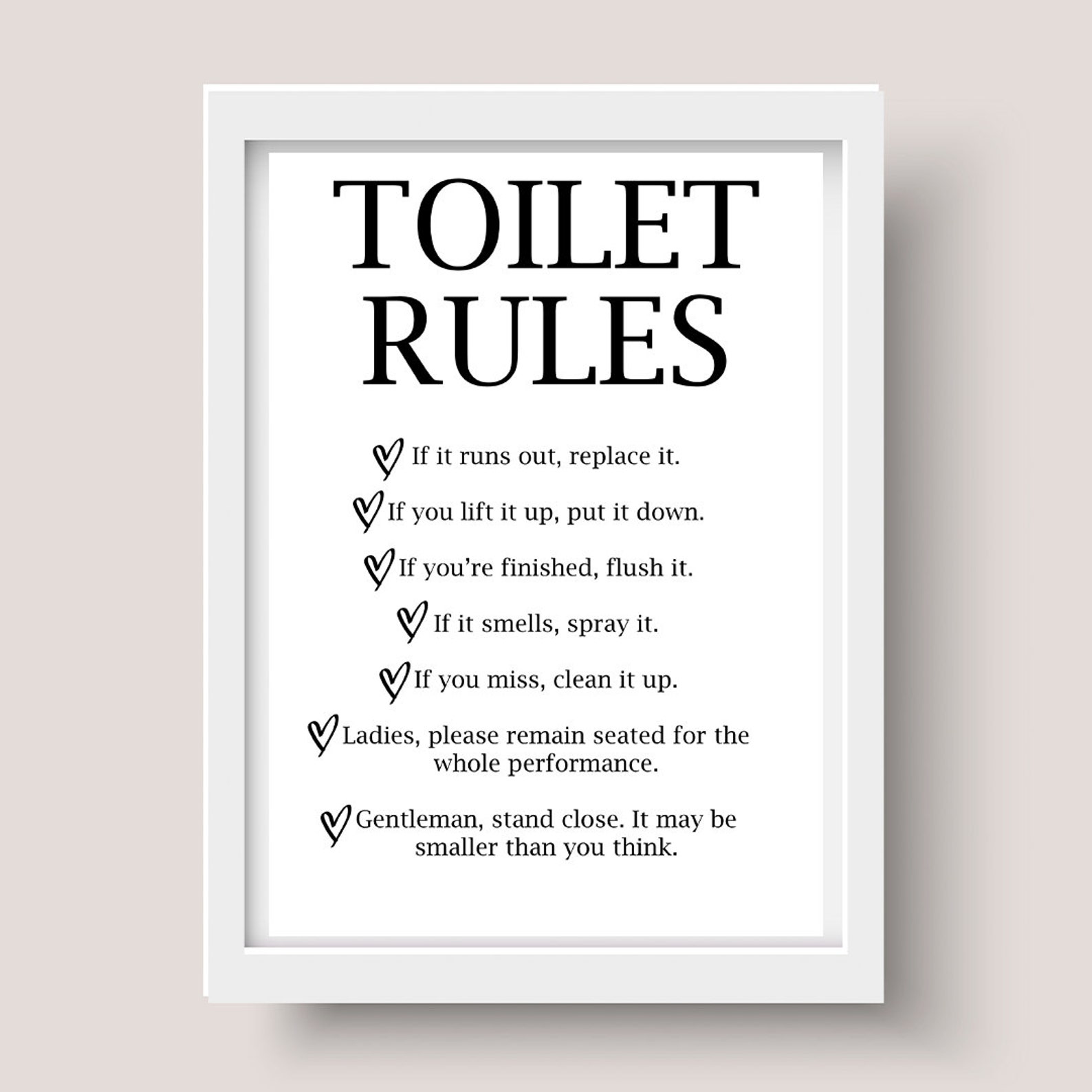 Toilet Rules Print Bathroom Print Etsy
