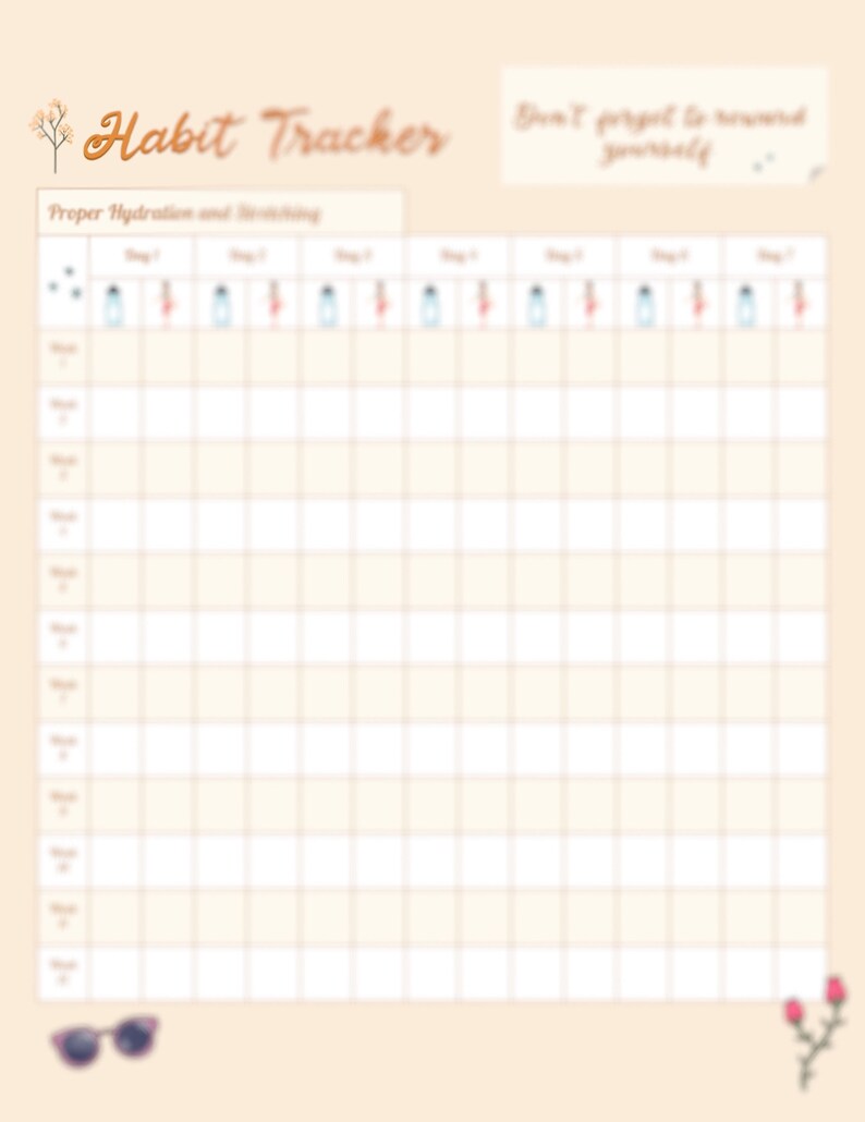 Roller Skate Planner Printable, Habit Tracker, Skate Weekly Planner, 12